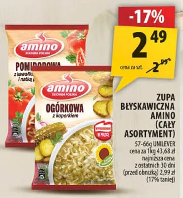 Zupa błyskawiczna Amino promocja w Arhelan