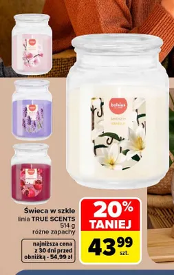 Świeca w szkle True Scents Bolsius promocja w Carrefour