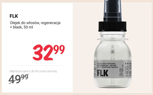 Olejek do włosów regeneracja + blask FLK promocja w Rossmann