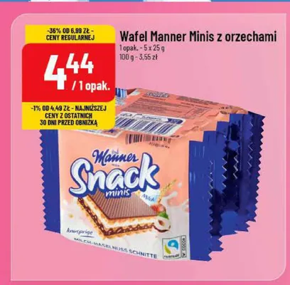 Wafel Manner Minis z orzechami 5-pak 25 g promocja w POLOmarket