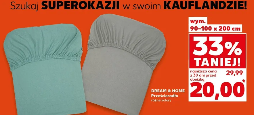 Prześcieradło różne kolory 90-100 x 200cm promocja w Kaufland