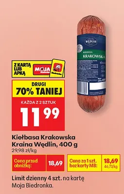 Kiełbasa krakowska promocja w Biedronka