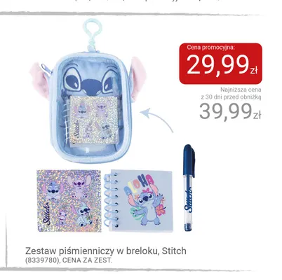 Zestaw piśmienniczy w breloku Stitch promocja w Smyk