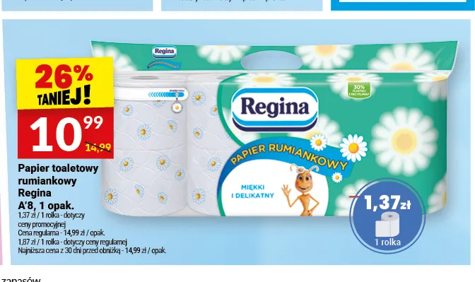 Papier toaletowy rumiankowy Regina 8-pak promocja w Twój Market