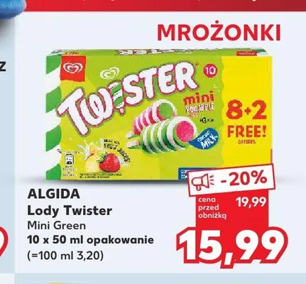 Lody Twister Mini Green Algida 10-pak promocja w Kaufland