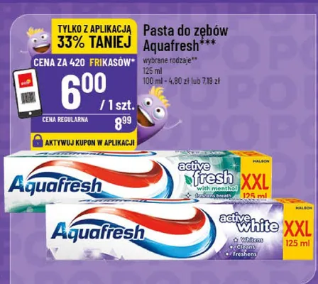 Pasta do zębów Aquafresh Active Fresh with menthol XXL promocja w POLOmarket