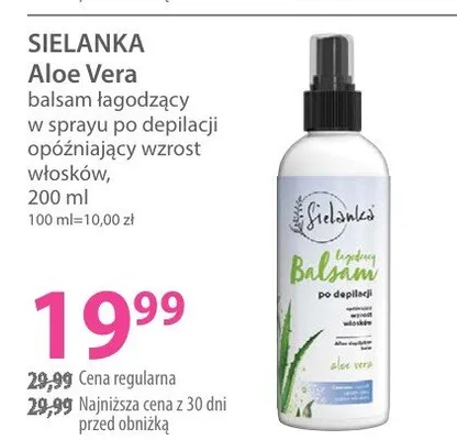 Balsam łagodzący w sprayu po depilacji opóźniający wzrost włosków Aloe Vera promocja w Hebe