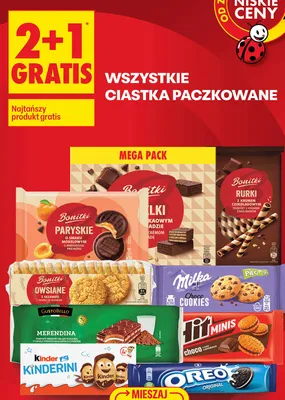 Ciastka paczkowane 2+1 GRATIS promocja w Biedronka
