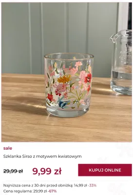 Szklanka home&you Sirso z motywem kwiatowym promocja w home&you