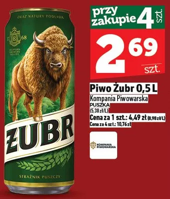 Piwo Żubr 0,5l promocja w TOPAZ