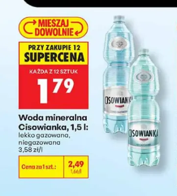Woda mineralna gazowana Cisowianka lekko promocja w Biedronka