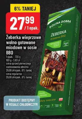 Żeberka wieprzowe wolno gotowane miodowe w sosie BBQ promocja w POLOmarket