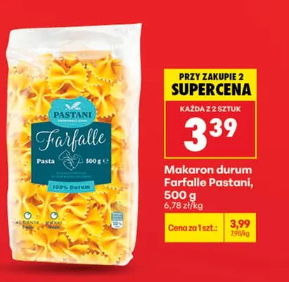 Makaron durum Farfalle Pastani promocja w Biedronka