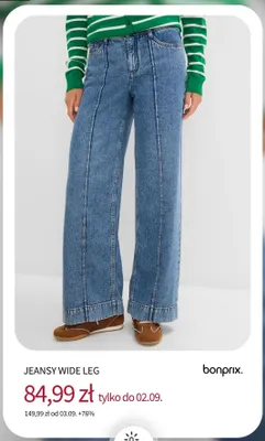 Jeansy wide leg Bonprix. promocja w bonprix
