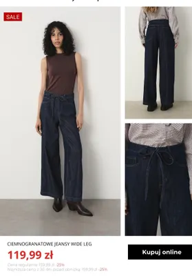 Ciemnogranatowe jeansy wide leg Greenpoint promocja w Greenpoint