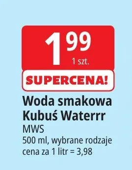 Woda smakowa Kubuś Waterrr promocja w Leclerc