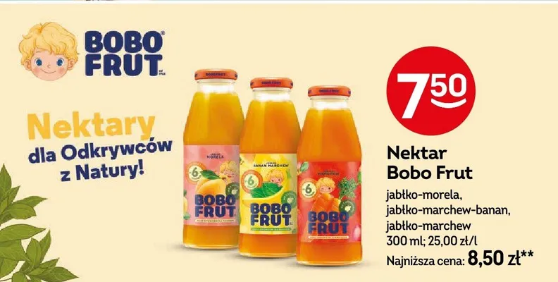 Nektar jabłko-morela, jabłko-marchew-banan, jabłko-marchew promocja w Żabka