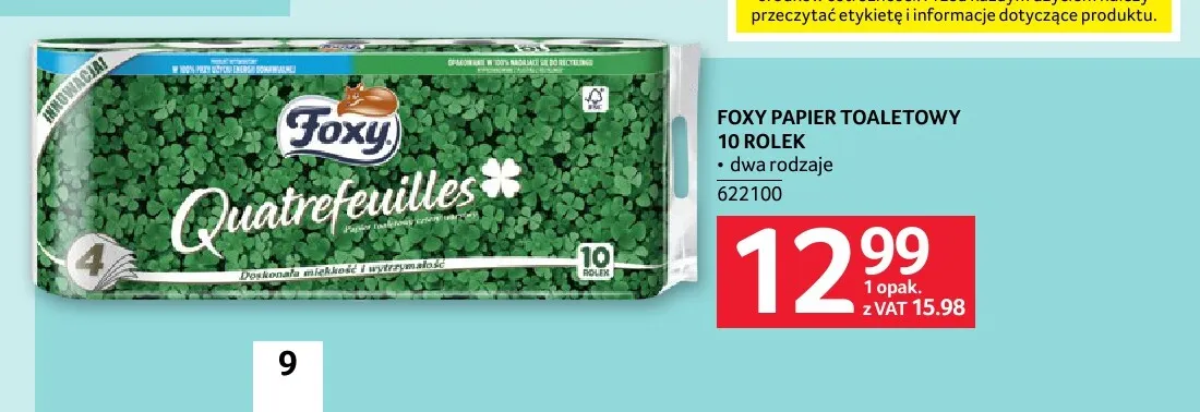Papier toaletowy 10 rolek Foxy promocja w Selgros