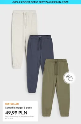 Spodnie jogger 3-pak promocja w Sinsay