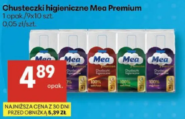 Chusteczki higieniczne Mea Premium promocja w Delikatesy Centrum