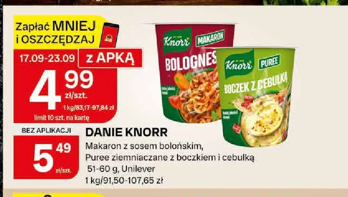 Danie Knorr makaron z sosem bolońskim promocja w Chorten