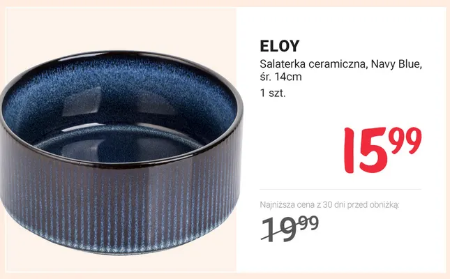 Salaterka ceramiczna Navy Blue śr. 14 cm Eloy promocja w Rossmann