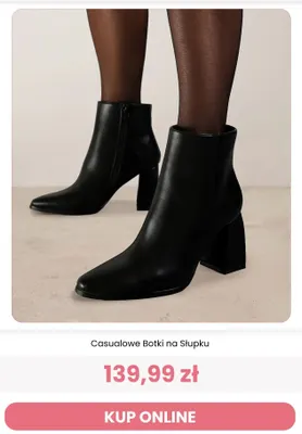 Casualowe botki na słupku promocja w Renee