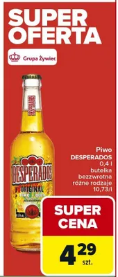 Piwo DESPERADOS 0.4l promocja w Carrefour Market