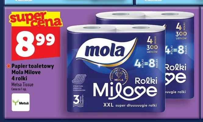 Papier toaletowy Mola Milove 4-pak promocja w TOPAZ