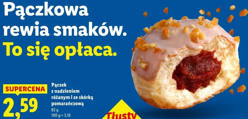 Pączek z nadzieniem różanym i ze skórką pomarańczową promocja w Lidl