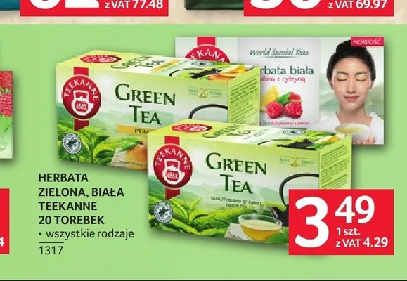 Herbata zielona Teekanne Peach promocja w Selgros