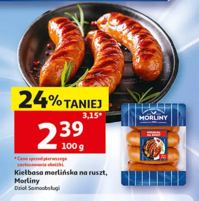 Kiełbasa morlińska na ruszt Morliny promocja w Auchan