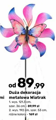 Dekoracja metalowa Duży wiatrak z motylami promocja w Bricomarche