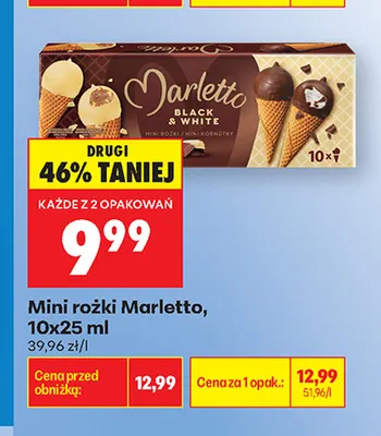 Mini rożki Marletto 10-pak 25 ml promocja w Biedronka