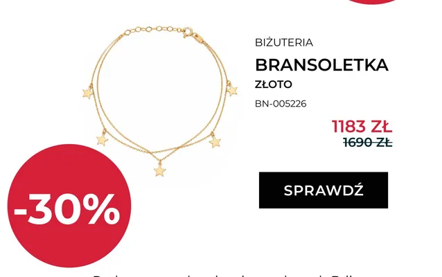Bransoletka złota pr. 333 promocja w Briju