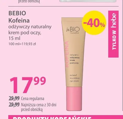 Kofeina odżywczy naturalny krem pod oczy beBIO promocja w Hebe