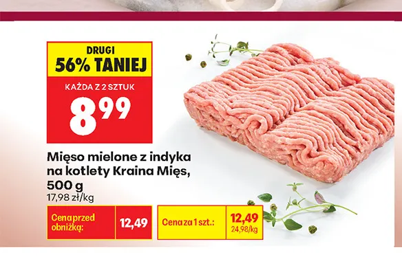 Mięso mielone z indyka na kotlety Kraina Mięs promocja w Biedronka