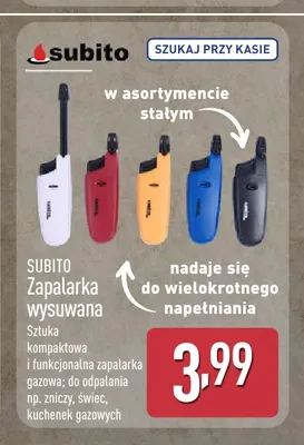 Zapalarka gazowa wysuwana Subito promocja w Aldi