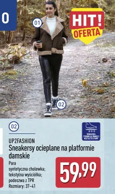 Sneakersy ocieplane na platformie damskie UP2FASHION promocja w Aldi