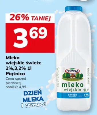 Mleko wiejskie świeże Piątnica promocja w Hitpol