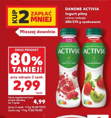 Jogurt pitny Activia malina granat promocja w Kaufland
