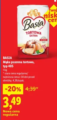 Mąka pszenna tortowa, typ 405 Basia promocja w Lidl