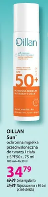 Mgiełka ochronna przeciwsłoneczna do twarzy i ciała Oillan Sun SPF50+ promocja w Hebe