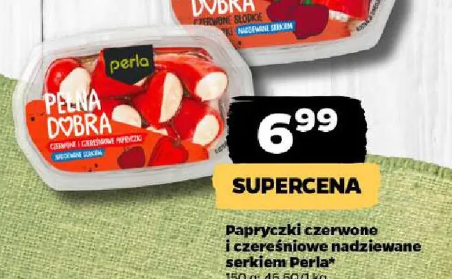 Papryczki czerwone i czereśniowe nadziewane serkiem Perla promocja w Netto