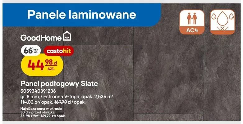Panel podłogowy laminowany Slate GoodHome 8 mm AC4 promocja w Castorama