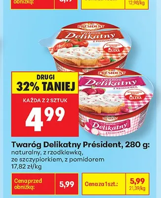Twaróg Delikatny z pomidorem Président promocja w Biedronka