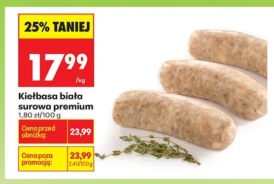 Kiełbasa biała surowa premium promocja w Biedronka