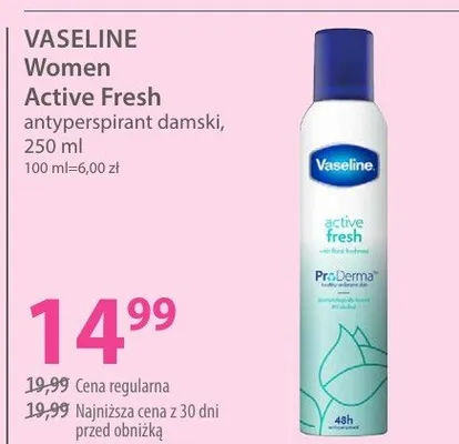Antyperspirant damski Vaseline Women Active Fresh promocja w Hebe