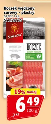 Boczek wędzony surowy plastry Sokołów promocja w Prim Market