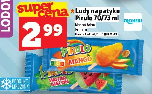 Lody na patyku Pirulo promocja w TOPAZ